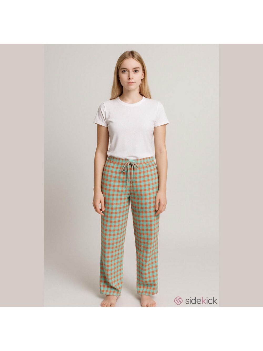 Psycho Bunny Pajama Pants Size M Teal and Orange Plaid Unisex